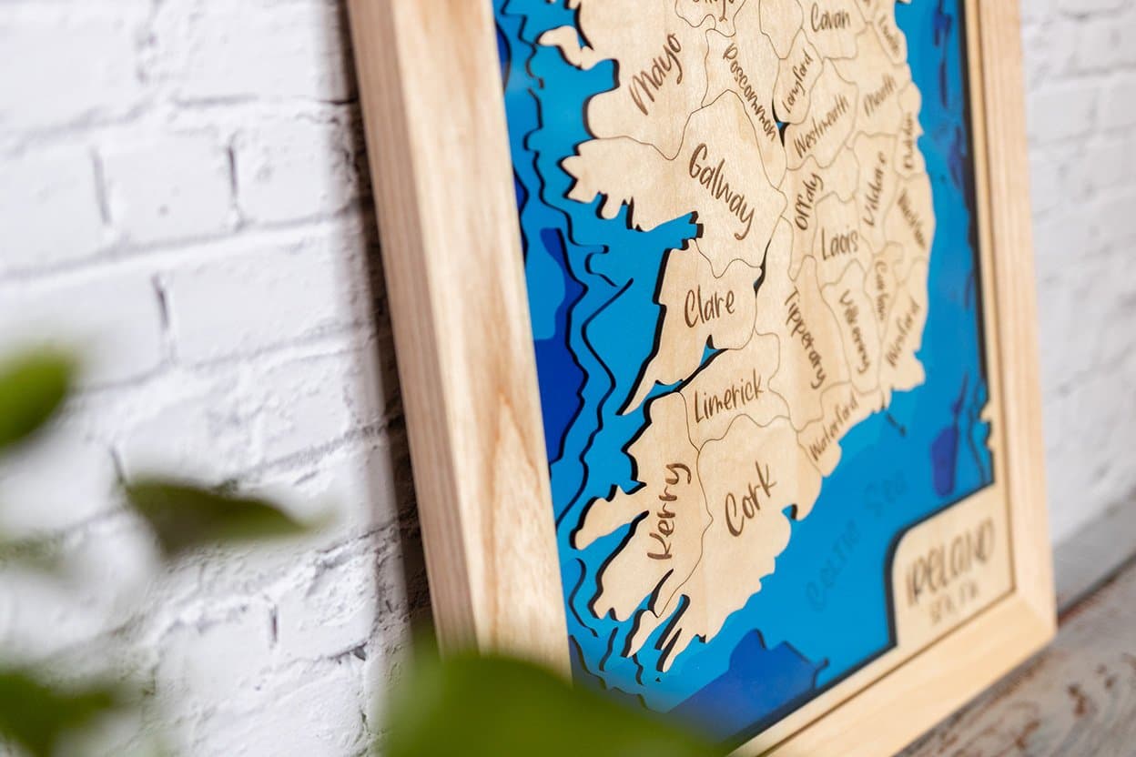 Wooden map of Ireland by Shed & Saw